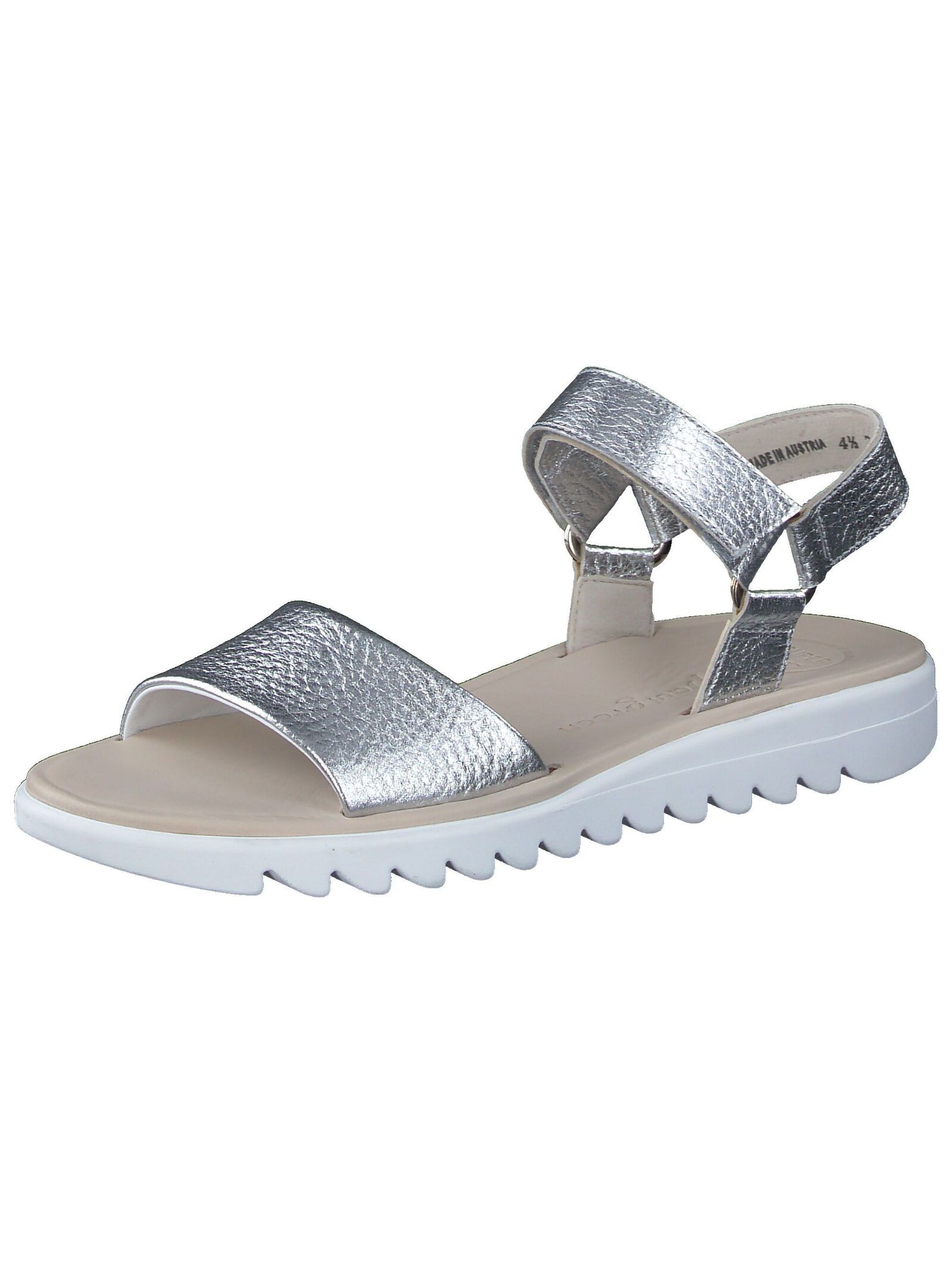 Riemchensandale PAUL GREEN "Paul Green Sandalen Leder", Damen, Gr. 39, silber (metallic silber), Leder, Casual, Schuhe