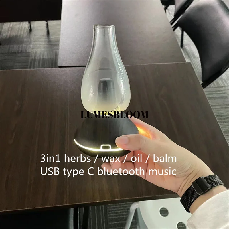 Hooloo Glasbecher Zerstäuber LED Home Ornamente Bluetooth Musik Schwarzes Gehäuse Geschenkset 510 Edelstahlkerne Nagelzubehör Kit Image