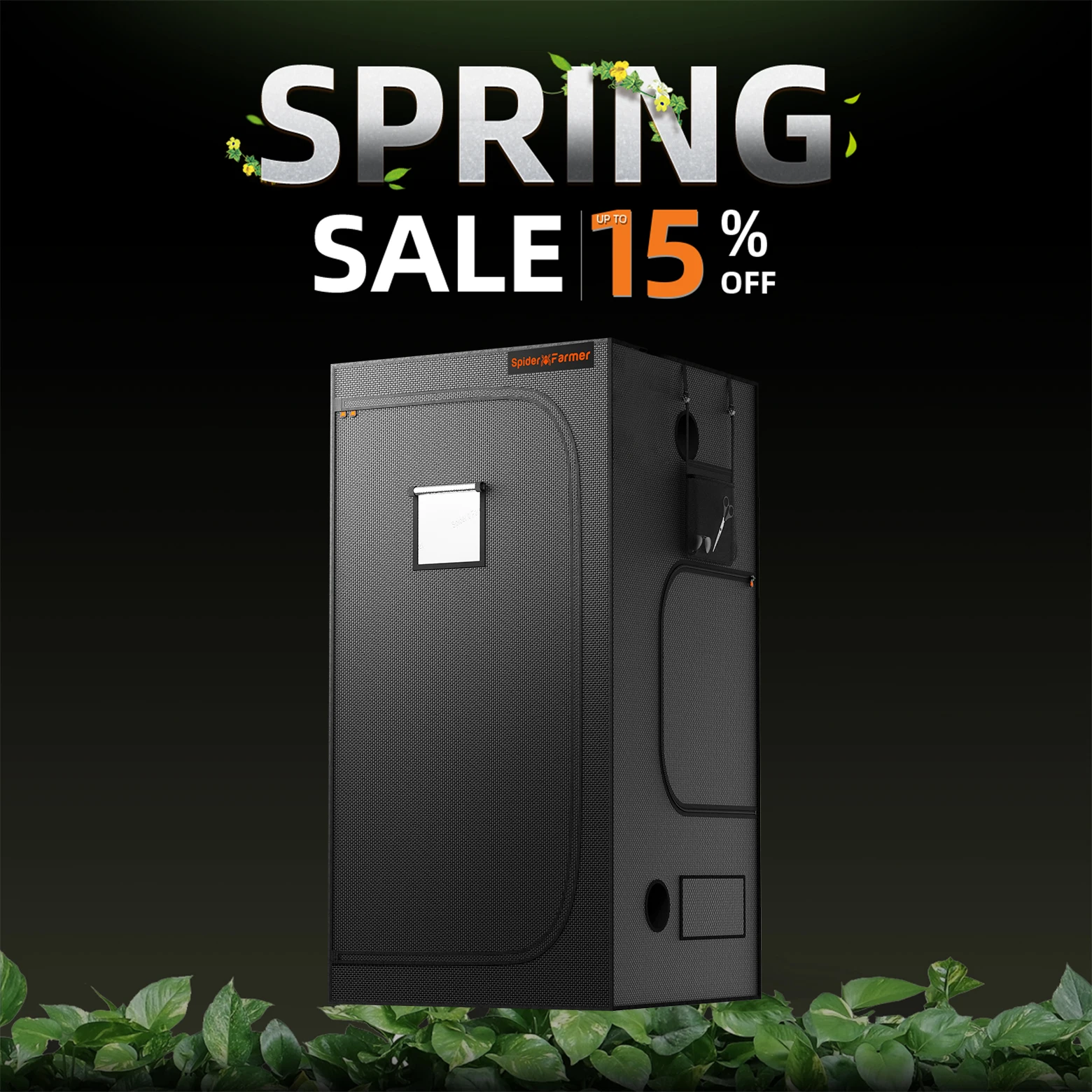 Spider Farmer 90 cm x 90 cm x 180 cm Indoor-Wachstumszelt 1680D Hydrokultur-Pflanzenraum für optimales Pflanzenwachstum und Klimafortsetzung Image