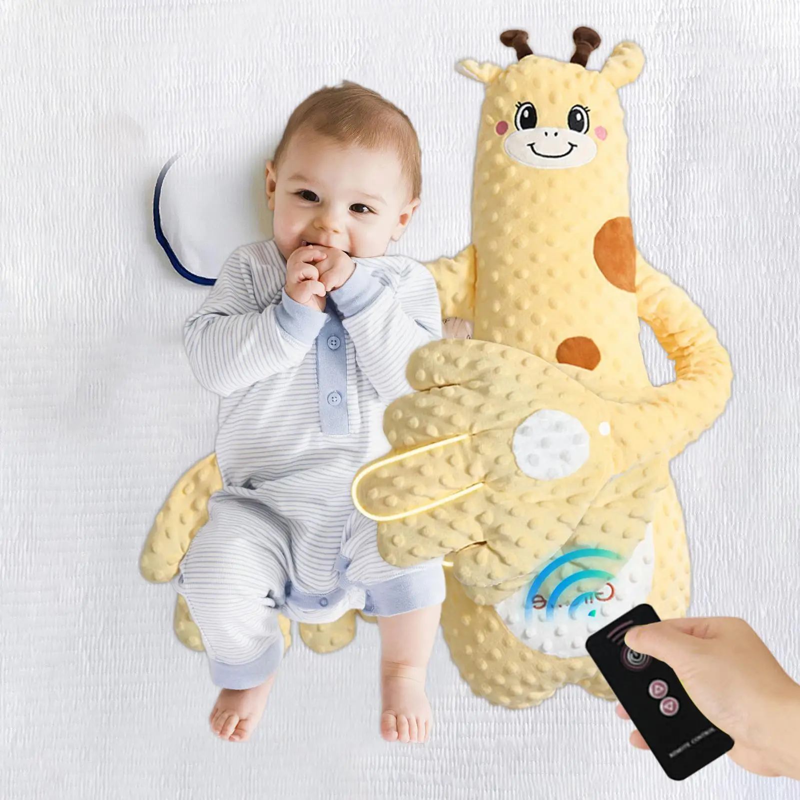 Baby-Schlafpuppe mit beruhigender Palme, 3 Modi, Fernbedienung, elektrisches Baby-Handkissen, Stofftier-Schlafschnuller Image