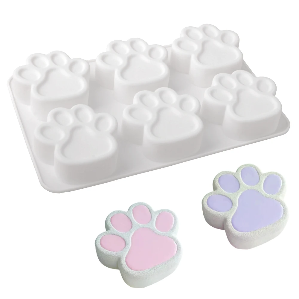 6-zellige süße Katze Klaue Design Silikon Schokolade Form Süßigkeiten Dessert Werkzeuge Kuchen Form Eis Tablett Küche Backzubehör Image