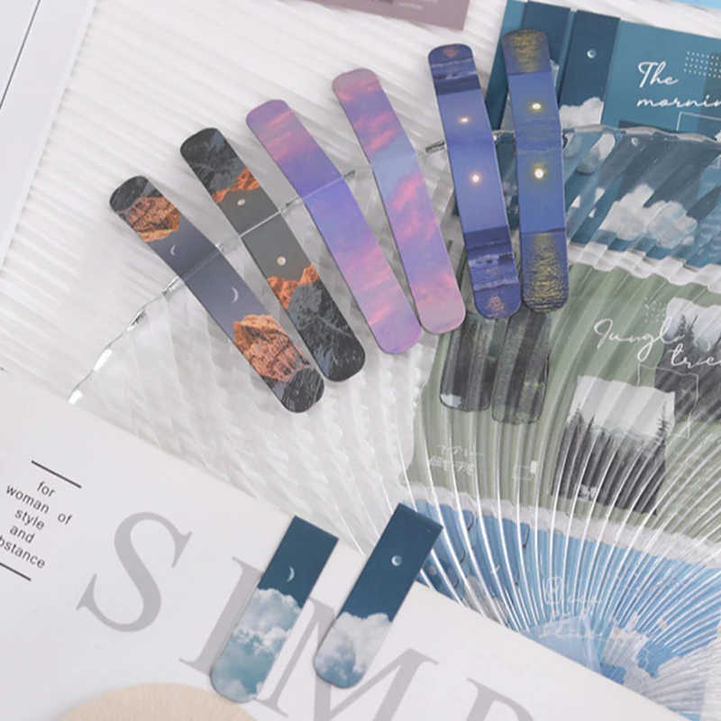2 Teile/paket Klar Himmel Magnetische Lesezeichen Für Bücher Schöne Landschaft Mini Seite Clips Buch Marker Einzigartige Bücher Leser Lesen Image