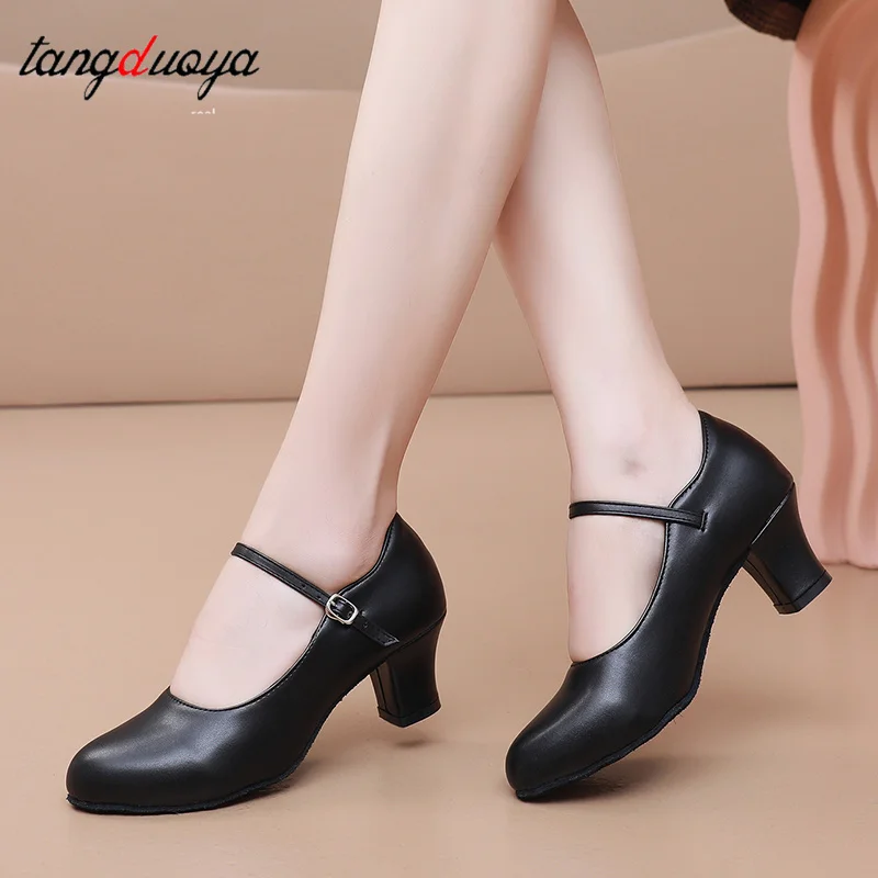 Neue Damen-Tanzschuhe, lateinamerikanische Party, Gesellschaftstanz, Tango, Jazz, elegante Tanzschuhe, geschlossene Zehen, schwarze moderne Tanzschuhe, Größe 35–45