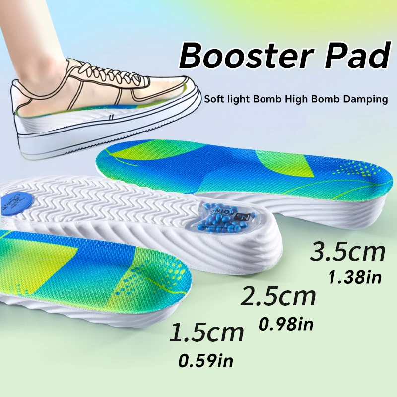 1Pair Boost Height Increase Shoes Insoles Men Women Soft Comfort Running Sports Insole for Feet 1.5/2.5/3.5cm Growing Shoe Pads