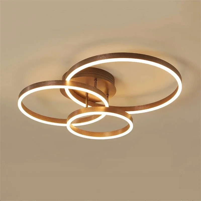 Runde Kreis Led-deckenleuchte Goldene Kaffee Lampe Körper Acryl Lampenschirm Ring Decke Lichter Kreative Wohnzimmer Leuchten Image