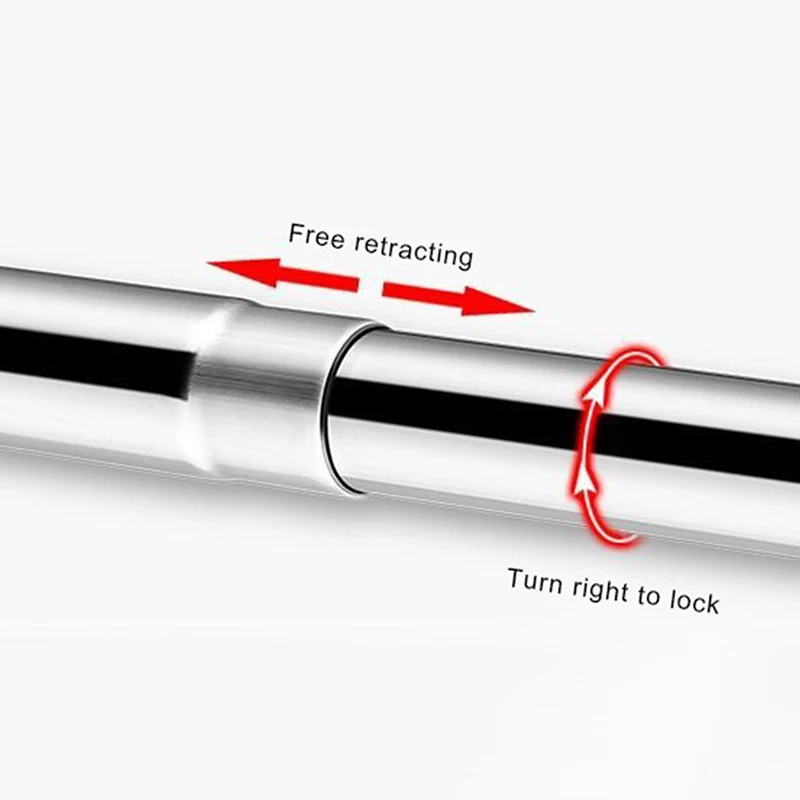 Ausziehbare, gebogene Duschvorhangstange in 3 Größen, silberfarben, L-förmige Duschvorhangstangen aus Edelstahl, stanzfreie Badezimmer-Vorhangstange