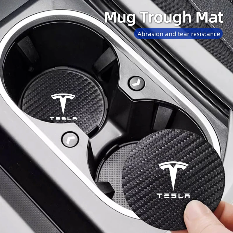 Sottobicchiere per auto Tazza in carbonio Tappetino per bere Tazza Tappetino antiscivolo Accessori Pad per Tesla Modello 3 Modello S Modello X Modello Y Roadster Bonina