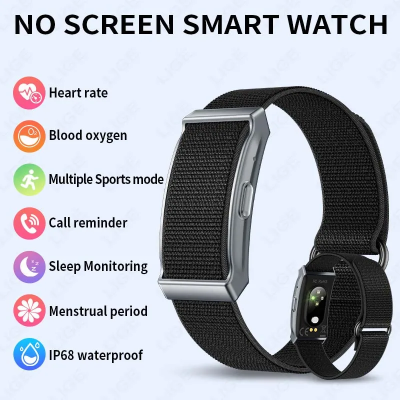 LIGE Neue Bildschirmlose Smart Uhr Männer Sport Armband Fitness Tracker Heart Rate Monitor IP68 Wasserdichte Smartwatch Für Android iOS Image