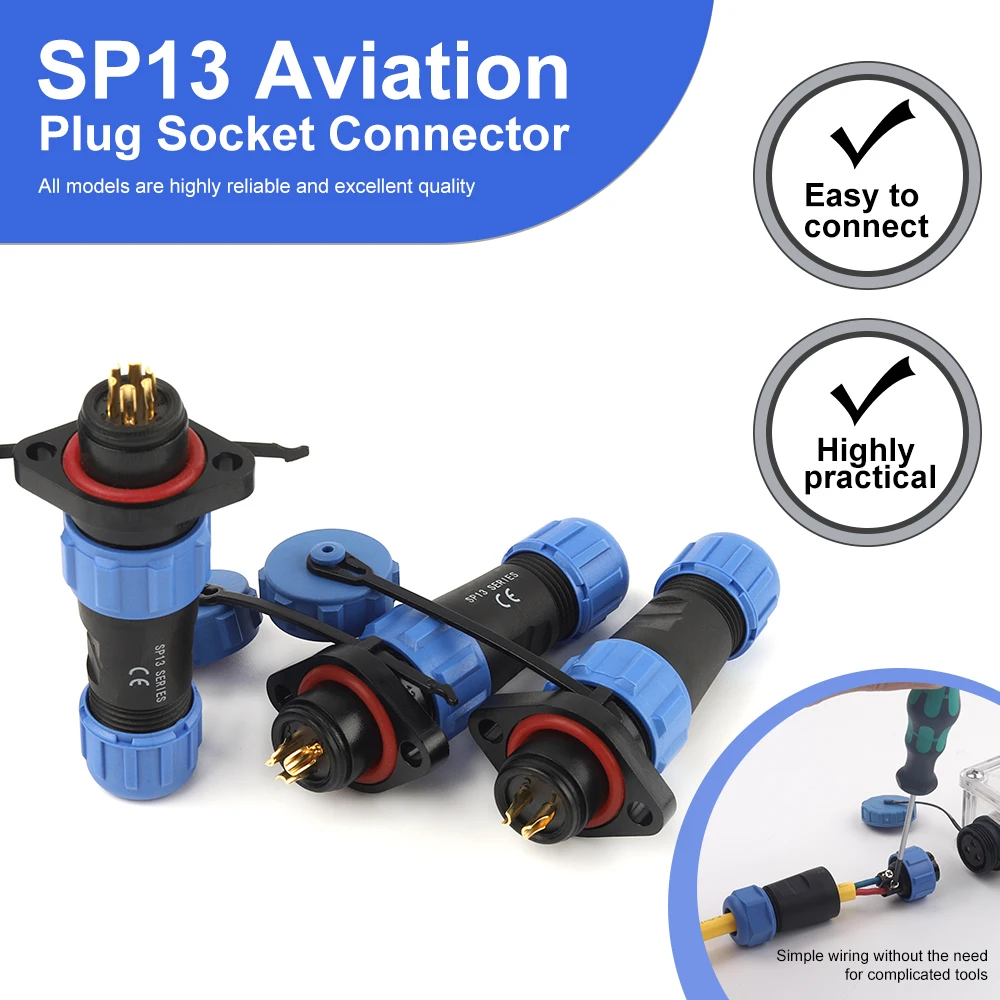 SP13 IP68 Flansch Typ Luftfahrt Stecker 2/3/4/5/6/7/9Pin Stecker Und Buchse Männlich/Weiblich Wasserdichte Elektrische Kabel Stecker Schweißen Image