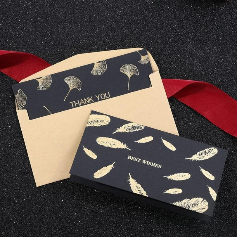 10 Stück Valentinstag-Karte mit schwarzem Goldprägung und weißer Innenseite, geschäftliche Dankes-Geburtstagskarte, Dankeskarte zum Lehrertag Image