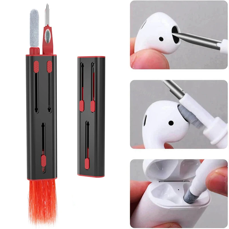 4-in-1-Kopfhörer-Tastatur-Reinigungswerkzeug für Airpods Pro 3 2 1, langlebiges Ohrhörer-Hülle-Reinigungsset, sauberer Bürstenstift für Xiaomi Airdots Image