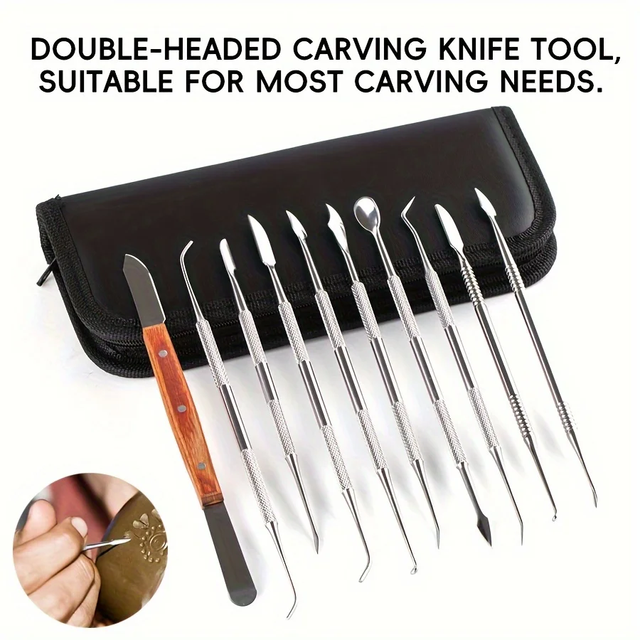 10PCS Edelstahl Wachs Carving Werkzeuge Set Dental Wachsen Kit mit Fall Präzision Carvers für Bildhauerei Keramik Kunst Werkzeuge Image
