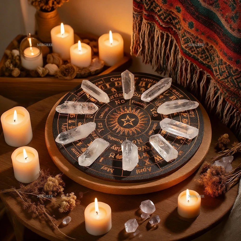11-teiliges Set aus natürlichen weißen Kristallsäulen und Wahrsagerei, geeignet für spirituelle Meditation, Wahrsagerei und Hexerei Image