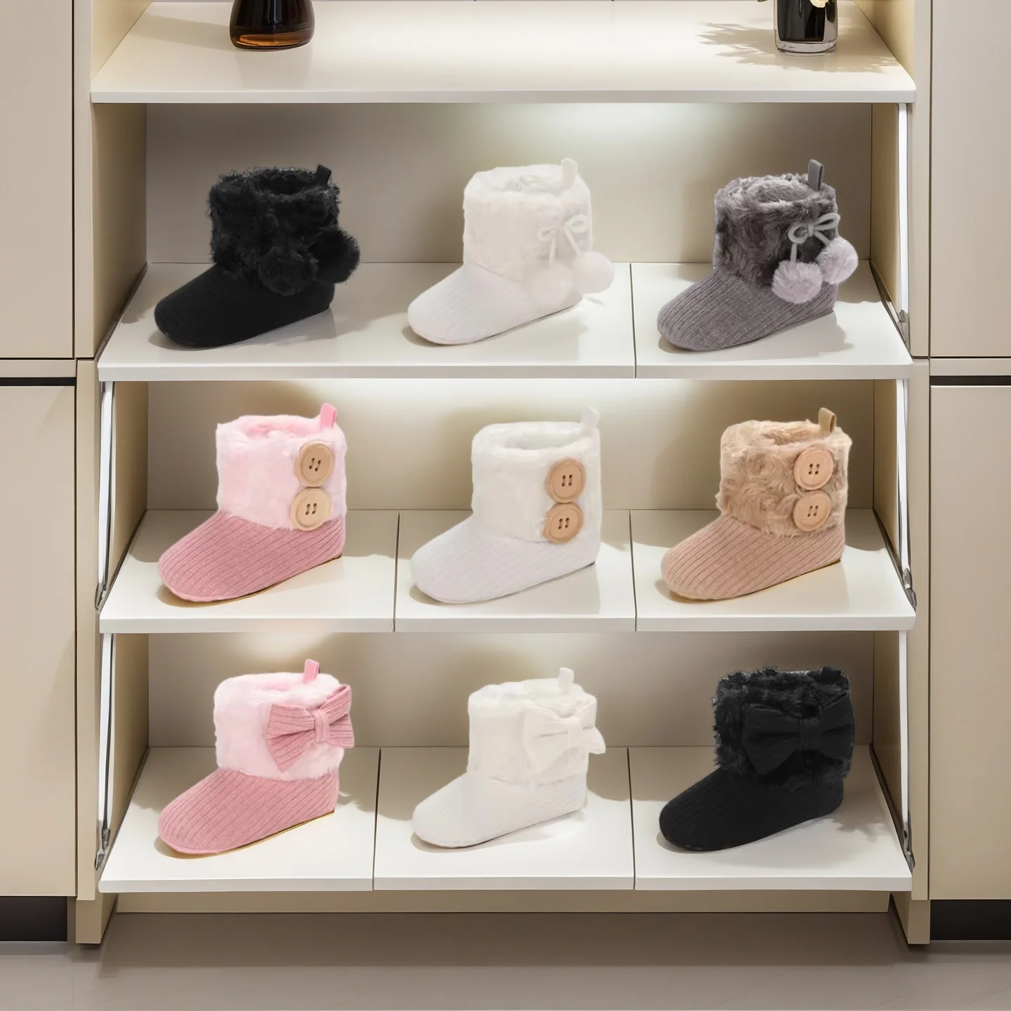 Winter Schnee Stiefel Für Neugeborene Baby Mädchen Booties Warm Halten Plüsch Innen Anti-slip Baby, Kleinkind Kleinkind Nette Weichen boden Schuhe Image