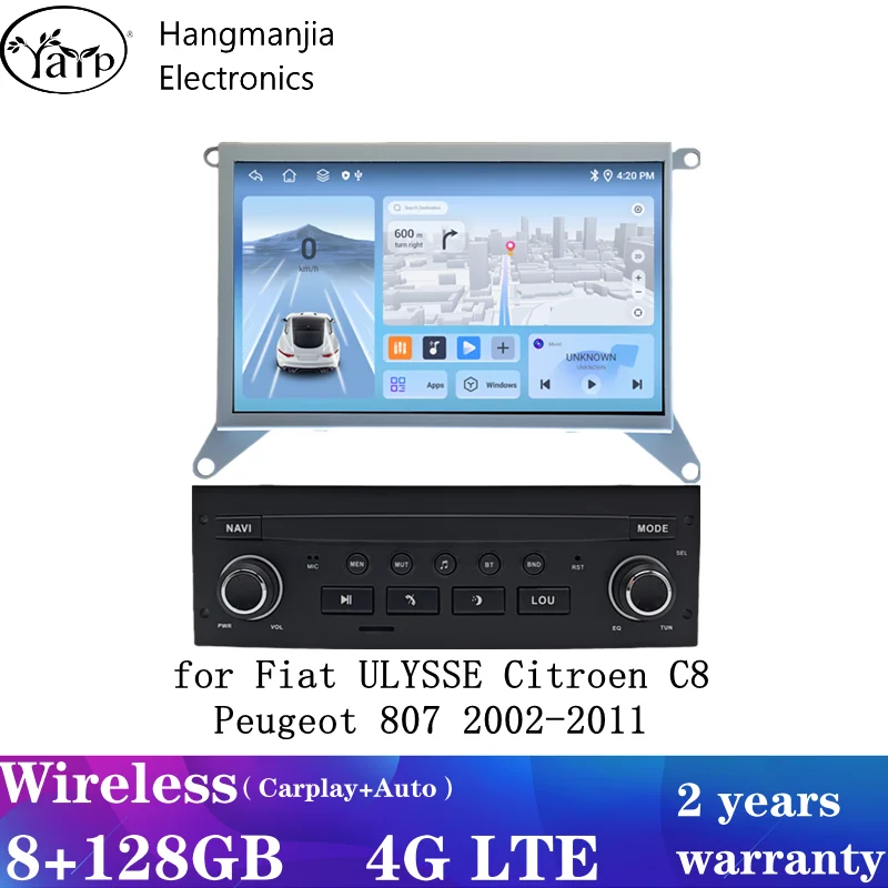 Hangmanjia Android Auto Multimedia für Fiat ULYSSE Citroen C8 Peugeot 807 2002-2011 Radio Stereo Head Unit Autoradio Carplay GPS Image