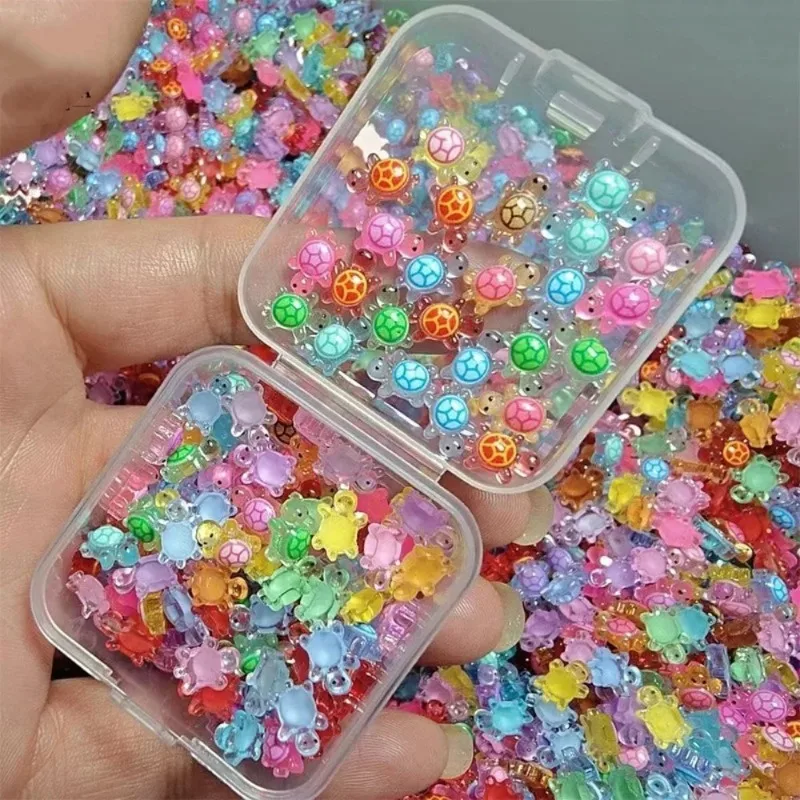 100 Stück zufällige Nagelschildkröten, Mini-Schildkröten, Nagelschildkröten, verpacktes Nachtlicht, bunte Schildkröten