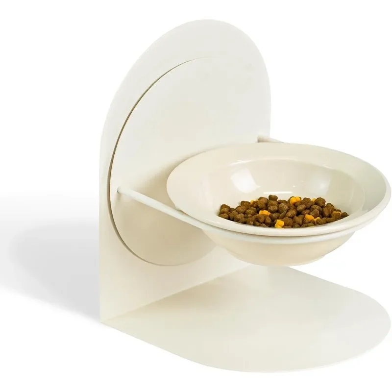 Bol inclinable surélevé pour chats d'intérieur bol de nourriture pour chat en céramique surélevé avec support en métal bol de nourriture pour animaux de compagnie antidérapant et anti-déversement pour