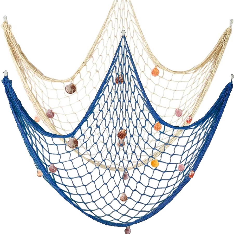Natürliche Fischernetz-Dekoration mit Muschel, Strand-Thema, Dekoration, Party, Familie, Schlafzimmer, Wandmontage, Fischernetz-Dekoration Image