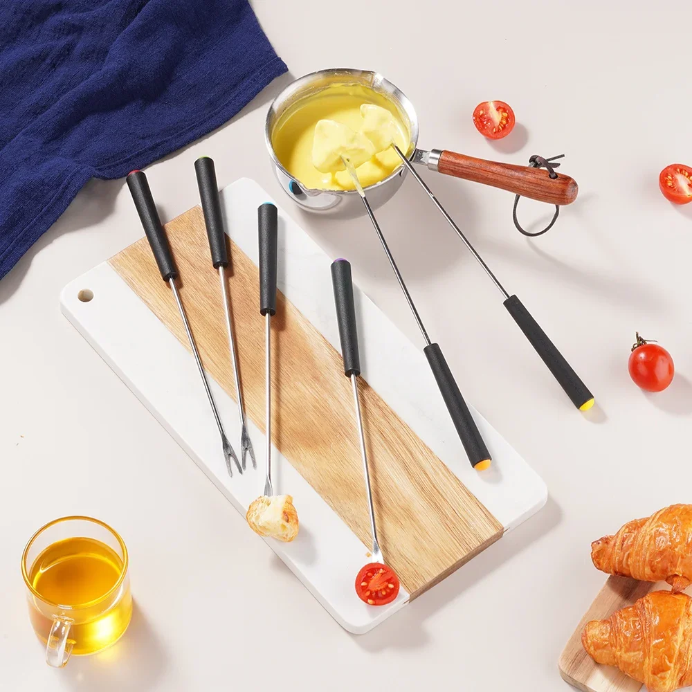 6/12 Stück Grillgabeln aus Edelstahl mit hitzebeständigem Griff für Braten, Fleisch, Schokolade, Dessert, Käse, Marshmallows Image