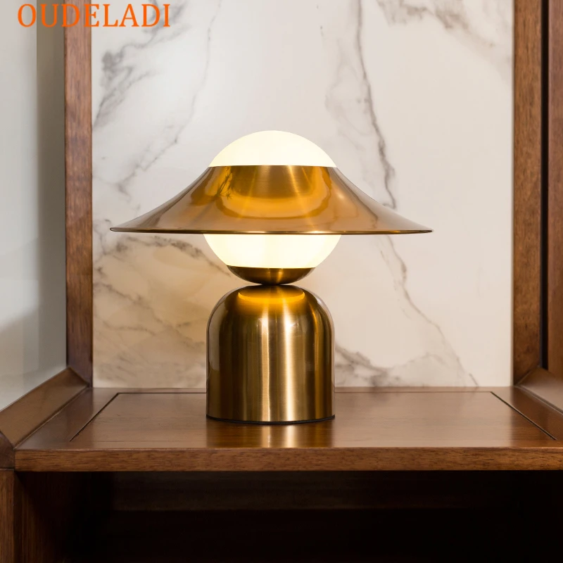 OUDELADI boule de verre lampe de Table Led or métal lampe de Table salon lampe de chevet étude lampe de bureau décor à la maison Luminaires