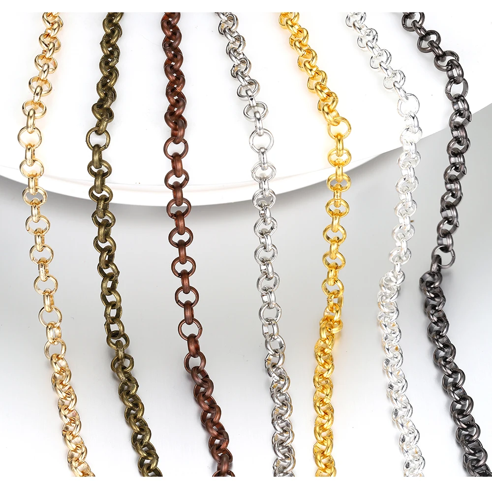 2Meter 3.2/4.8/5,8mm Glieder kette DIY Punk Halskette Armband kette Silber/Gold/Antike Bronze Farbe für Schmuck herstellung Zubehör