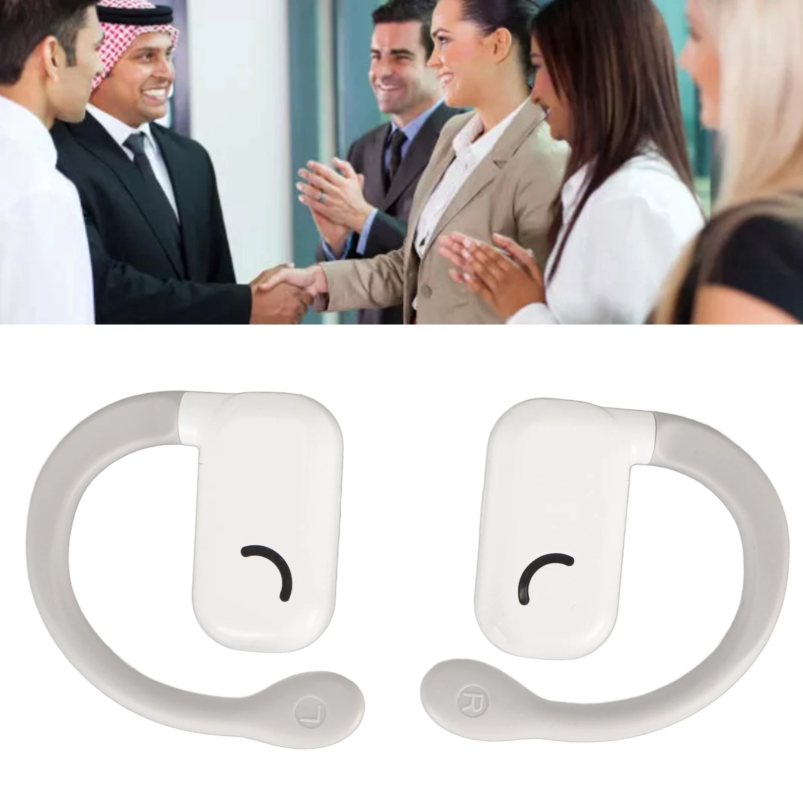 Übersetzer-Kopfhörer, Echtzeit-Sprachübersetzer-Ohrhörer, intelligente Geräuschunterdrückung, 144 Sprachen online für Unternehmen Image