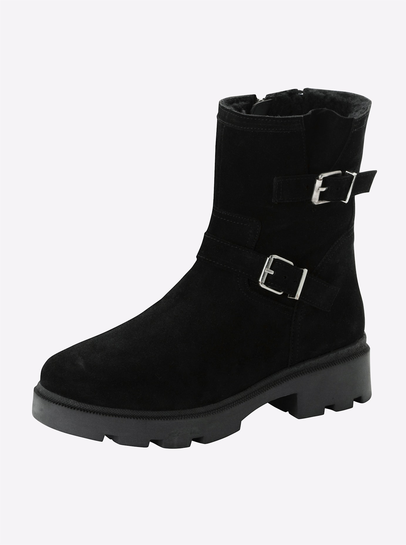 Stiefelette SHEEGO, Damen, Gr. 44, schwarz, Veloursleder, Schuhe