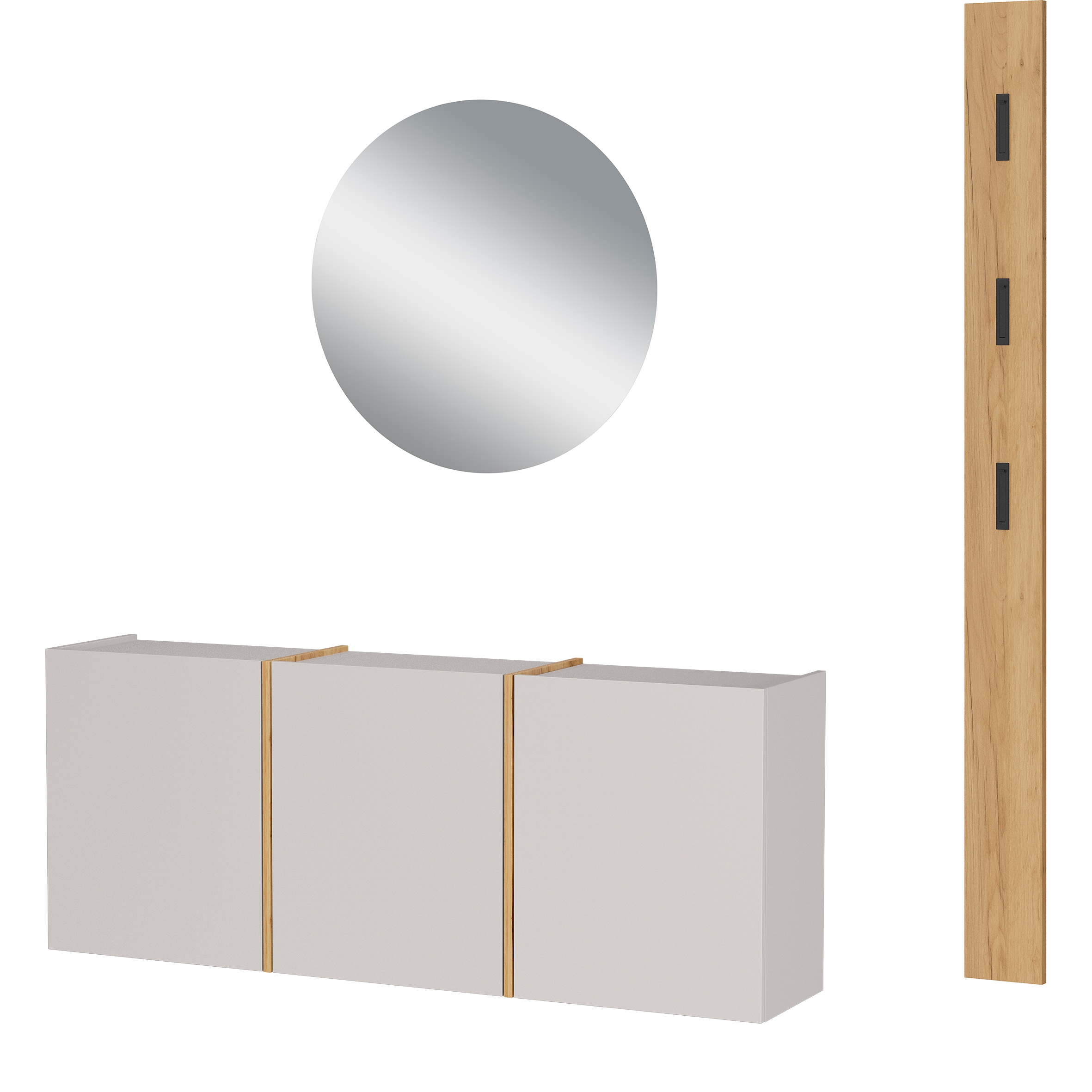 Garderoben-Set GERMANIA "GW-Libbiano Plus", kaschmir, navarra, eiche, nachbildung, B:168cm H:200cm T:29cm, Glas, Metall, Spanplatte, Kastenmöbel-Sets, 3-tlg. Set Image