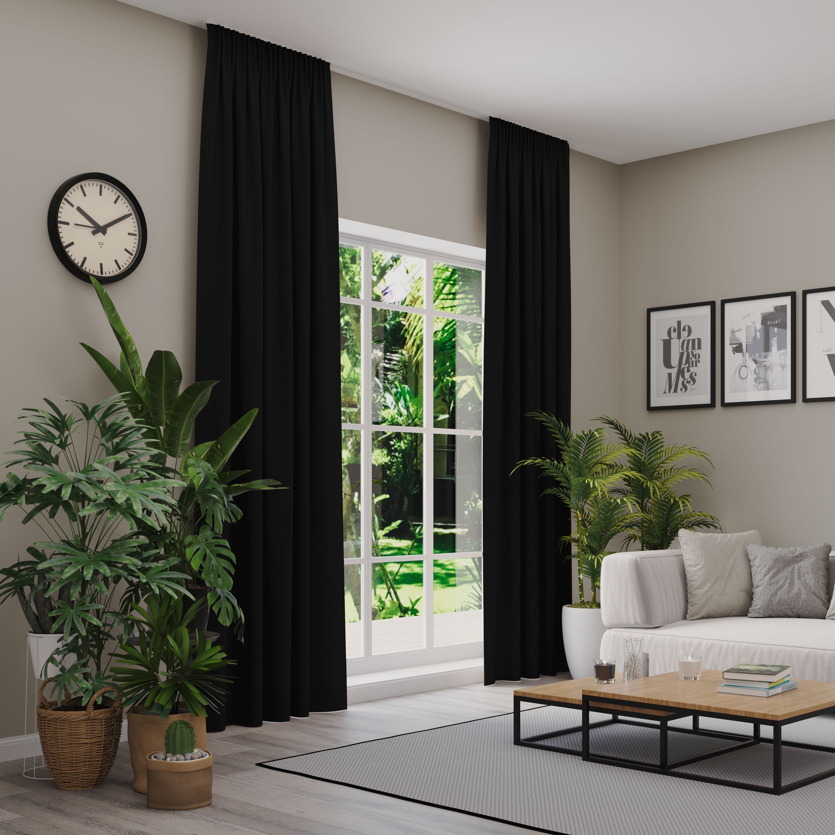 Verdunkelungsvorhang NEUTEX FOR YOU "INSULA", schwarz, B:137cm H:170cm, Polyester, Gardinen, Uni-Dimout für starke Verdunklung, nach Maß Image