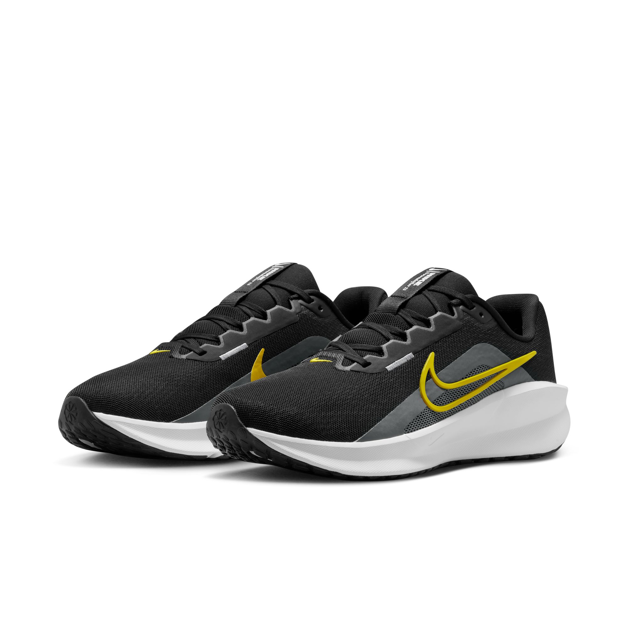 Laufschuh NIKE "DOWNSHIFTER 13", Gr. 43, schwarz, bright citron, iron grau, weiß, Synthetik, Textil, Schuhe