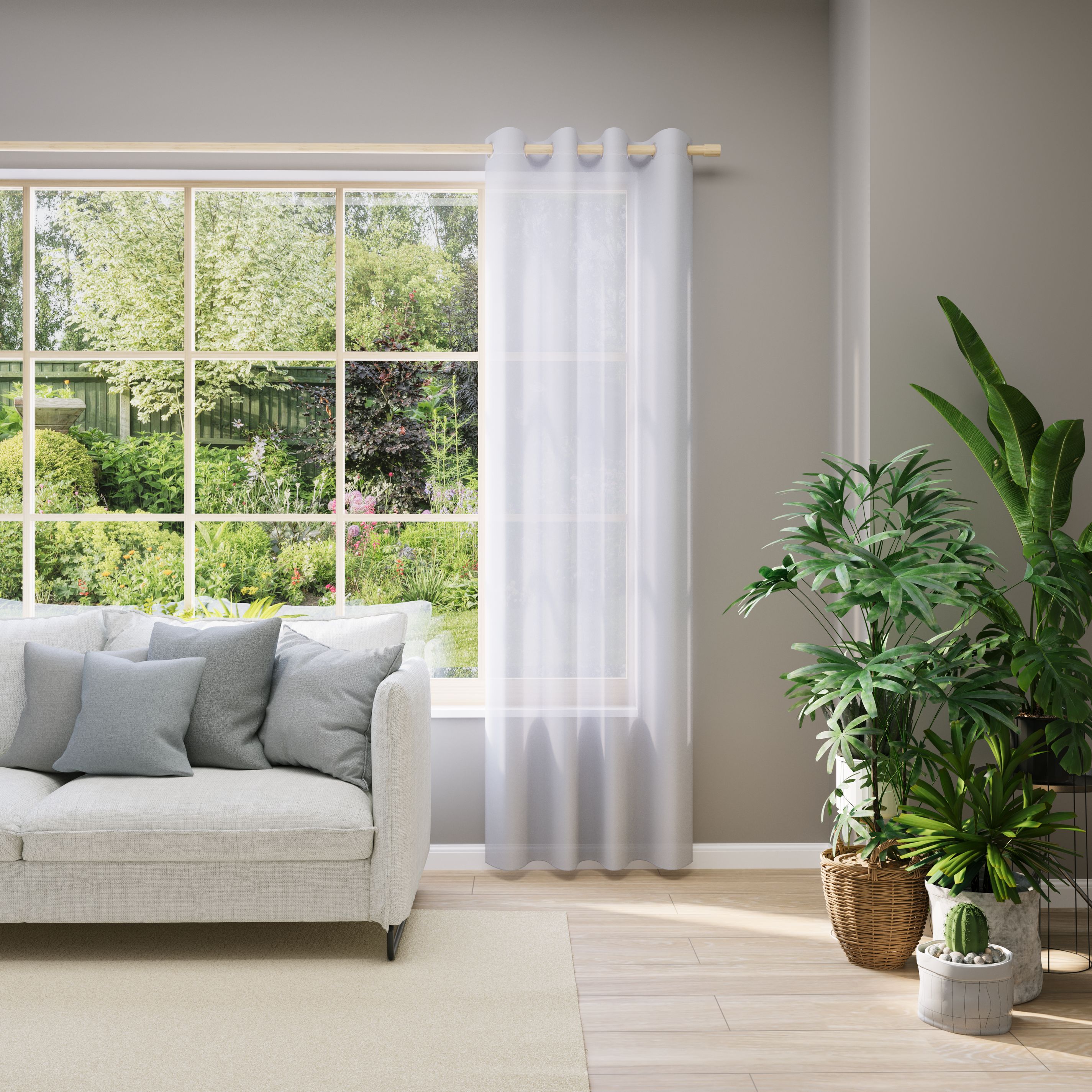 Vorhang nach Maß NEUTEX FOR YOU "EVA", weiß, B:300cm H:145cm, Obermaterial: 100% Polyester, Gardinen nach Maß, Uni-Voile mit elegantem Glanz Image