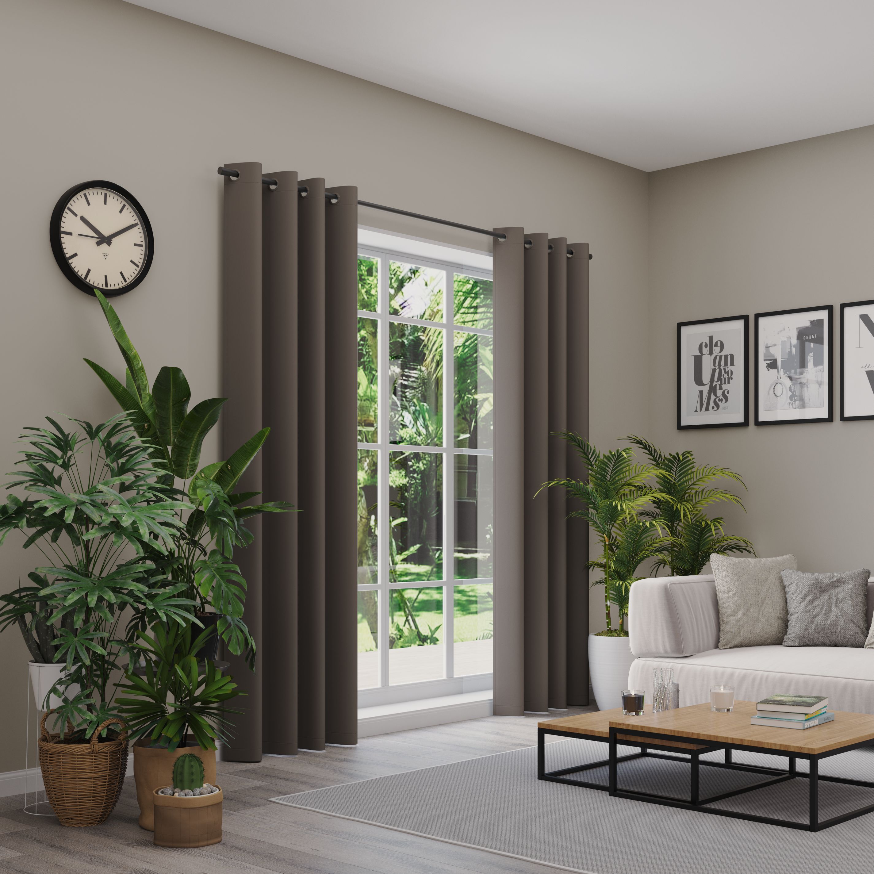 Verdunkelungsvorhang NEUTEX FOR YOU "INSULA", braun, B:137cm H:240cm, Polyester, Gardinen, Uni-Dimout für starke Verdunklung, nach Maß Image