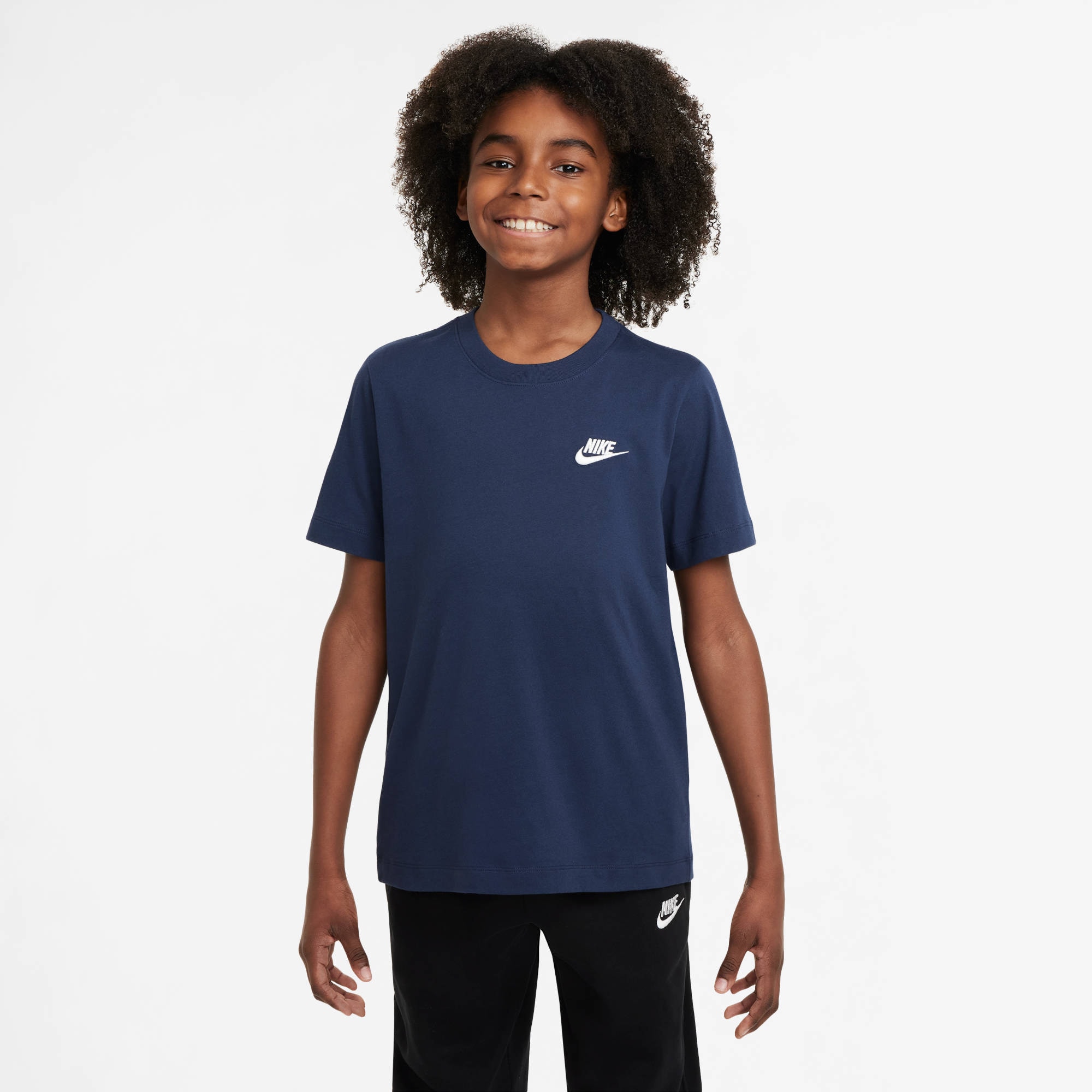 T-Shirt NIKE SPORTSWEAR "K NSW TEE EMB FUTURA LBR", Kinder, Gr. L (152/158), midnight navy, Obermaterial: 100% Baumwolle, normal, Shirts Image