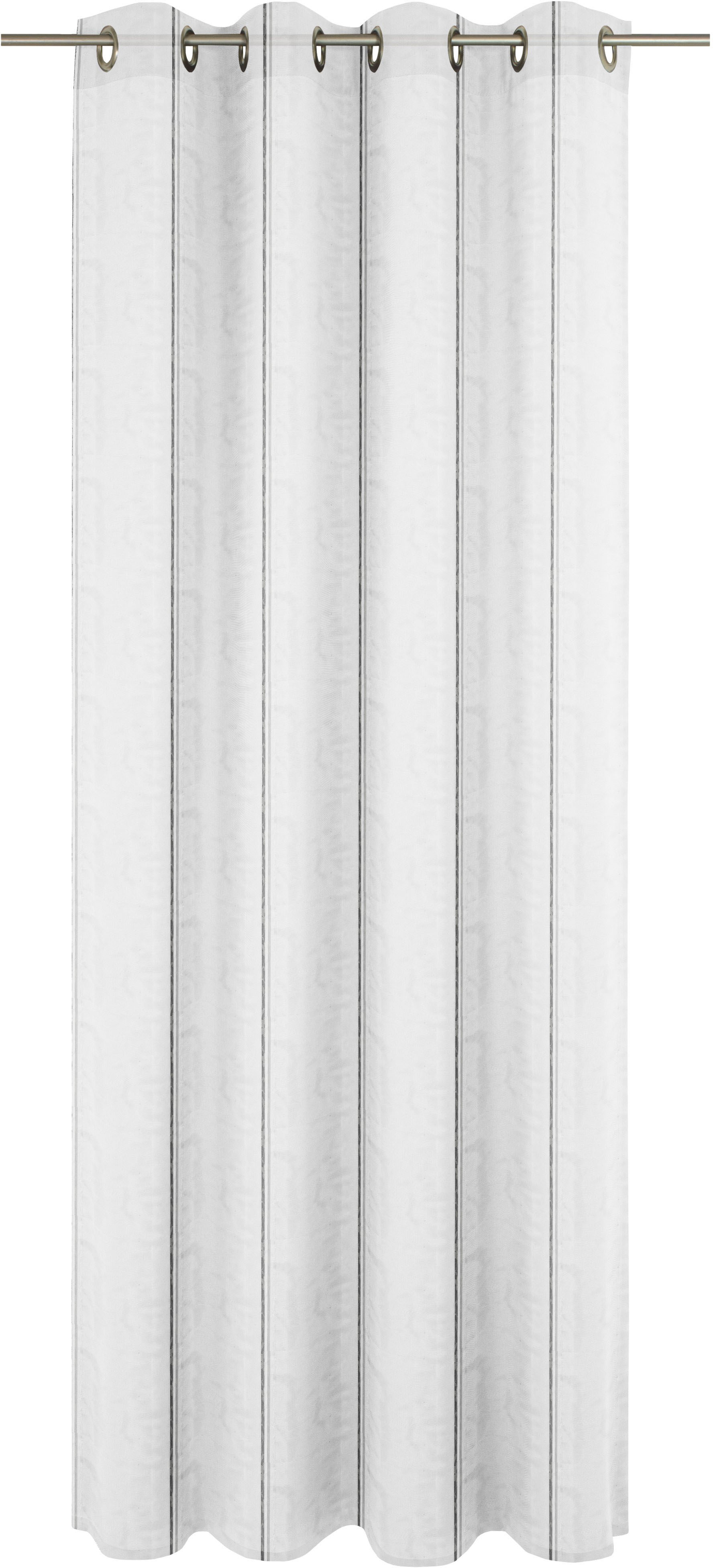 Gardine WIRTH "Chloé", grau (grau, weiß), B:450cm H:260cm, Polyester, Gardinen, Fertigstore mit Ösen (Ø 4 cm) nach Maß Image