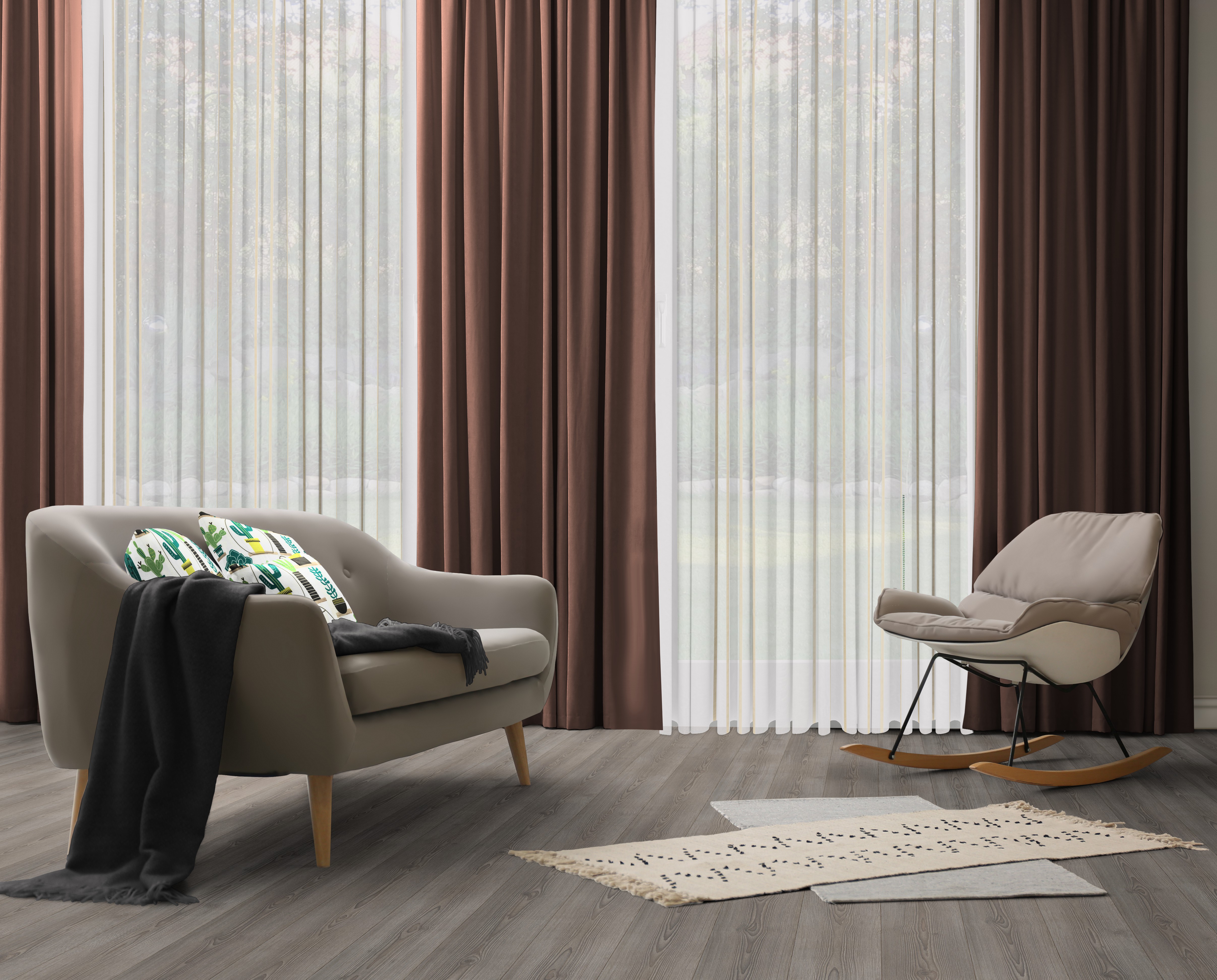 Vorhang WIRTH "Dim out", braun, B:142cm H:405cm, Polyester, Gardinen, nach Maß Image