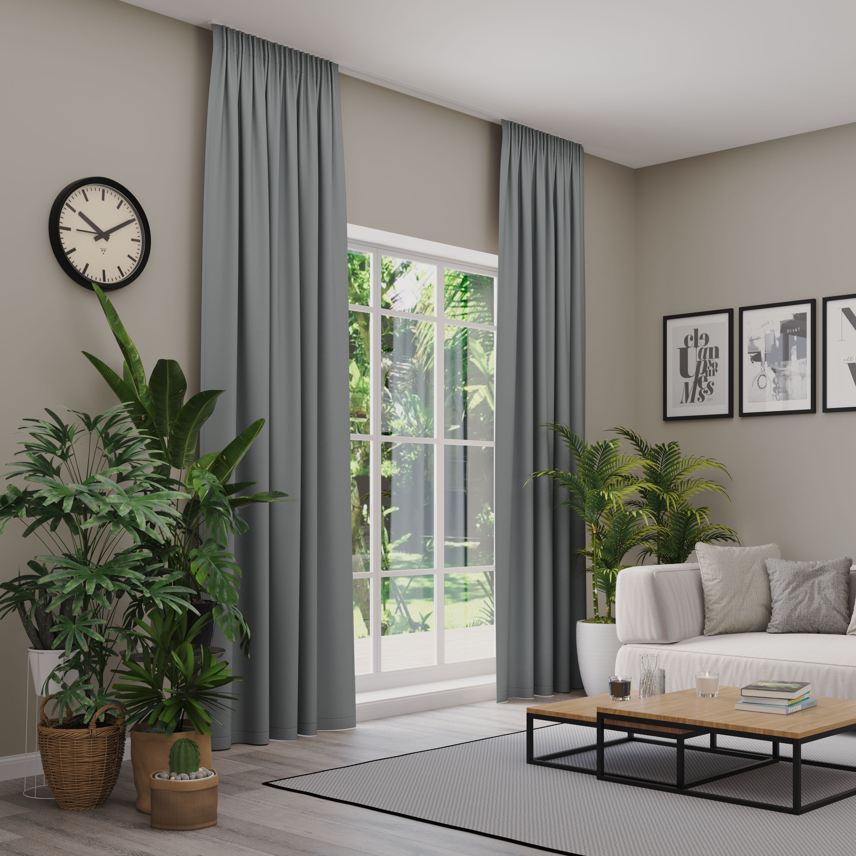 Verdunkelungsvorhang NEUTEX FOR YOU "INSULA", grau (hellgrau), B:137cm H:120cm, Polyester, Gardinen, Uni-Dimout für starke Verdunklung, nach Maß Image