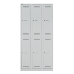 Bisley Garderobenschrank LIGHT, 3 Abteile 300 à 2 Fächer, Farbe lichtgrau Image