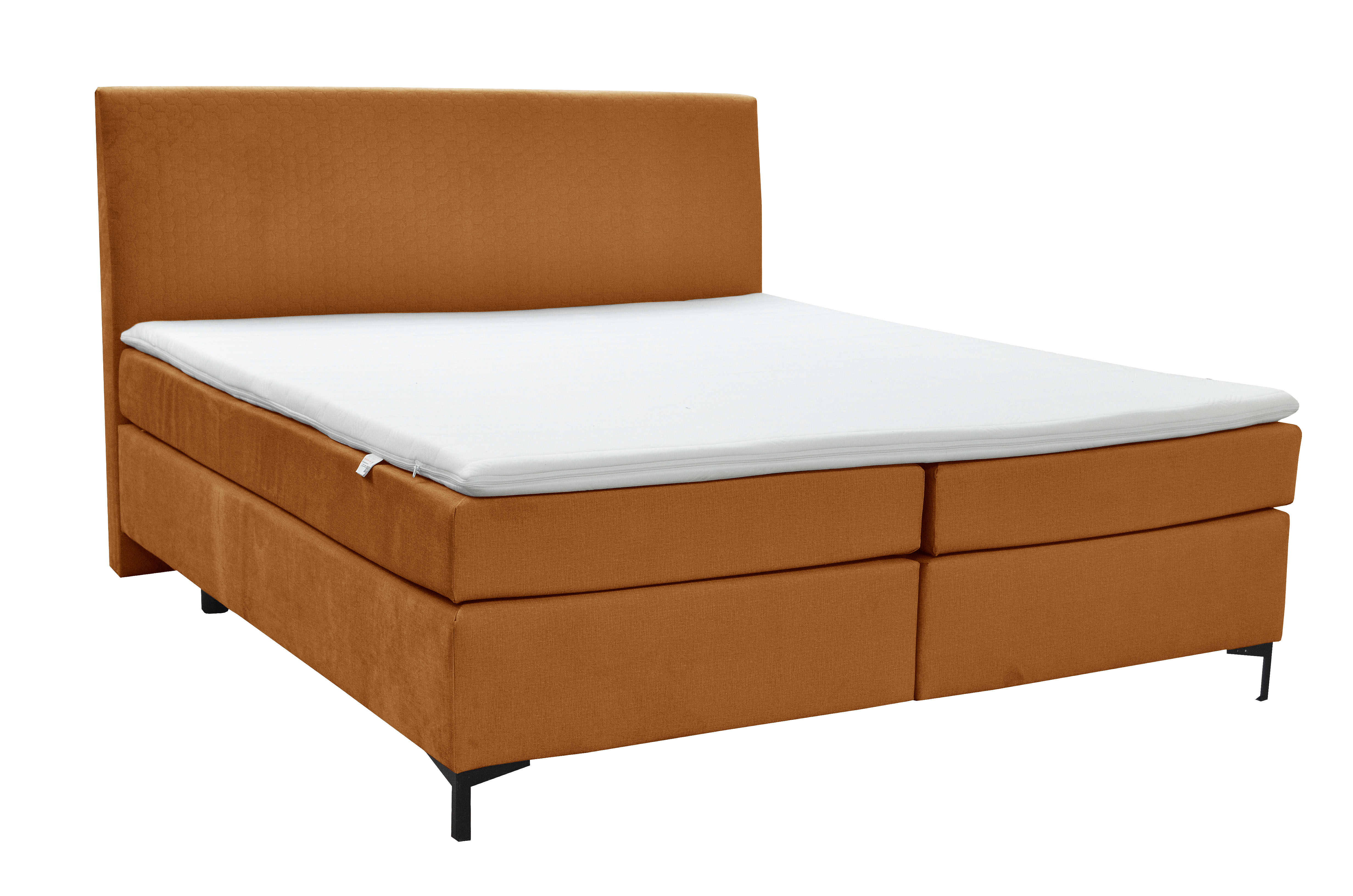 Boxspringbett ALINA "Petro", braun (ocker dfn, dfh 65), B:162cm L:215cm, Samtstoff DFN (100% Polyester);Samtstoff DFH (100% Polyester), Komplettbetten, Boxspringbett, inklusive Matratze und Topper, in diversen Ausführungen Image
