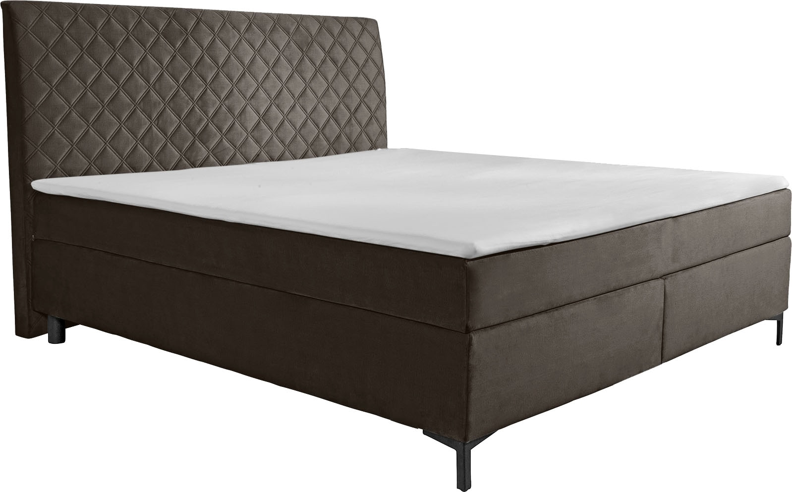 Boxspringbett ALINA "Petro", grau (umbragrau dmo, dmk 84), B:182cm L:215cm, Samt DMO (100% Polyester);Samt DMK (100% Polyester), Komplettbetten, Boxspringbett, inklusive Matratze und Topper, in diversen Ausführungen Image