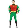 Rubie's Official DC Comic Robin Deluxe Adult Costume, Batman Movie Character, Mens Size Large,Green, Red