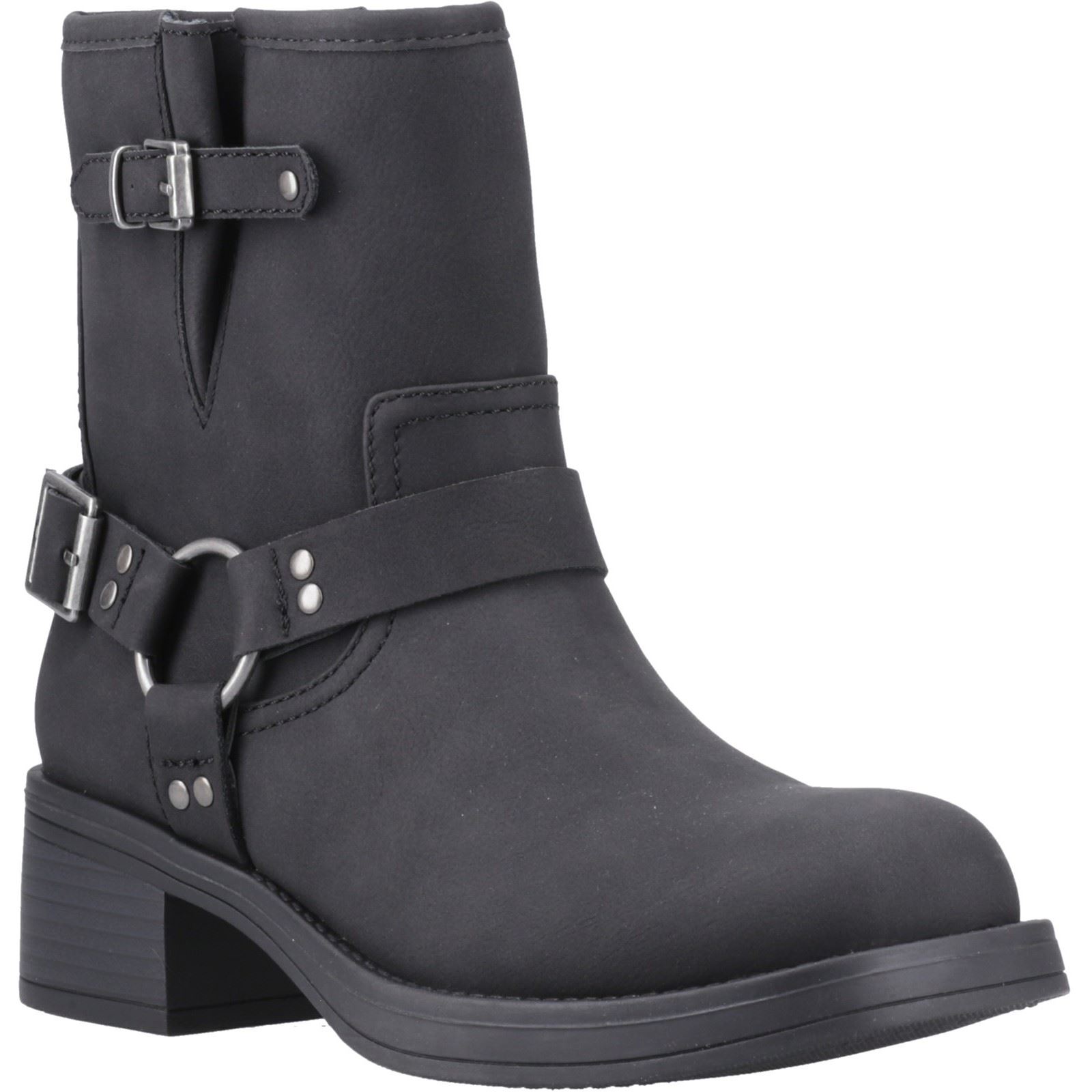 Rocket Dog Nino Kunstleder Damen Schwarze Absatz Stiefeletten