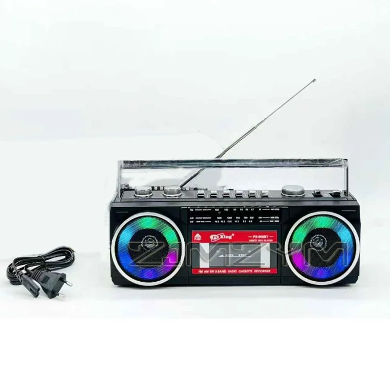 AM/FM/SW Multiband-Radio, Stereo, kabelloser Bluetooth-Lautsprecher, MP3-Audio-Kassetten-Kassetten-Player, Recorder, USB mit Licht, 220 V, Nadel Jepто