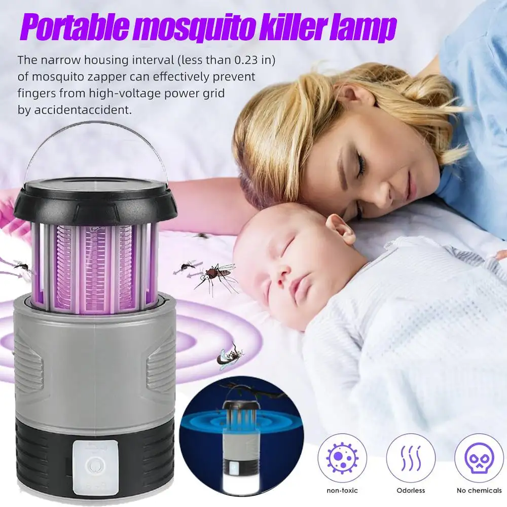 Solaire/USB charge moustiques tueur lampe tente lumière Camping lumière Rechargeable LED éclairage extérieur lumière moustique lumière