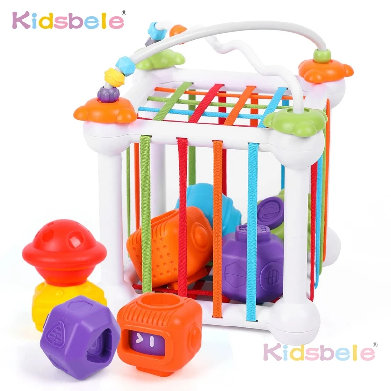 Baby Montessori Form Sortierwürfel Spielzeug Weiche Silikon Sensorische Blöcke für Feinmotorik Frühes Lernen Lernspielzeug Image