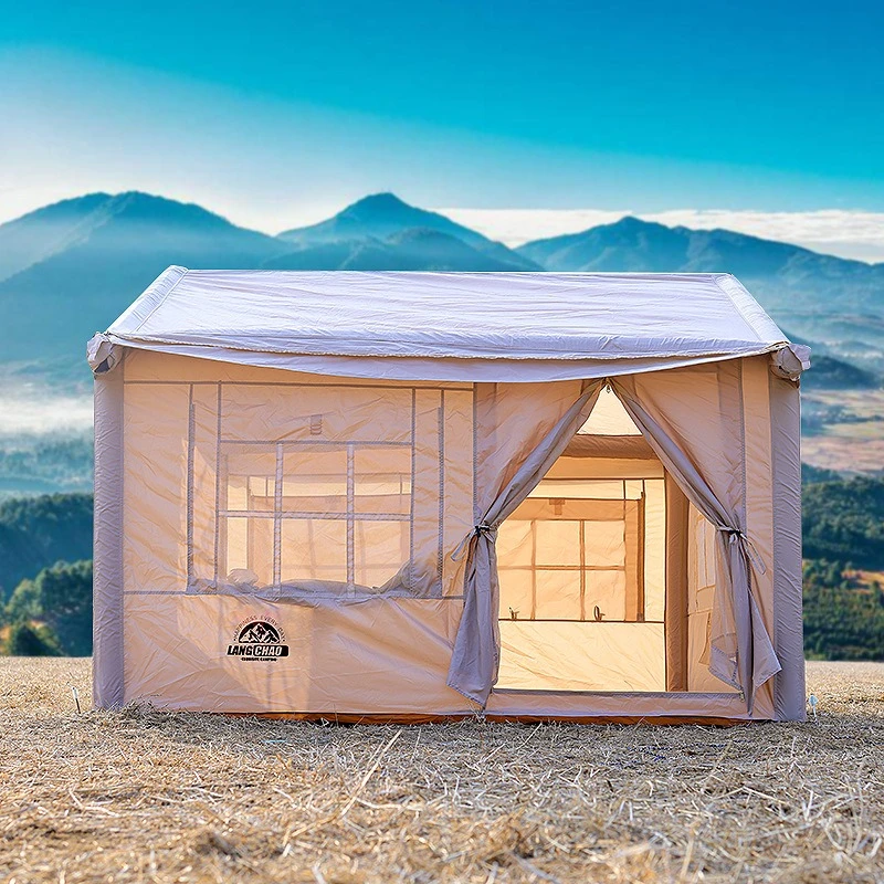 Aufblasbares, verdicktes Zelt im Freien, tragbar, zusammenklappbar, Camping, regenfest, Sonnenschutzzelte, großer Raum, bequeme Campingausrüstung Image