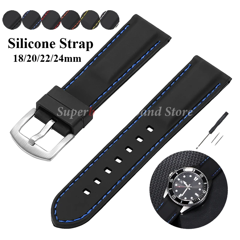 Silikonarmband 18mm 20mm 22mm 24mm Universal Sport Wasserdichtes Uhrenarmband Ersatzzubehör für Männer Frauen Armband Image