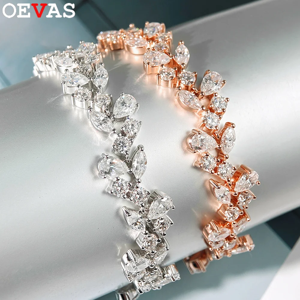 OEVAS Marquise/Birne Cut Voller Moissanit Armband Für Frau S925 Silber 18K Gold D Farbe Labor Diamant Armband edlen Schmuck