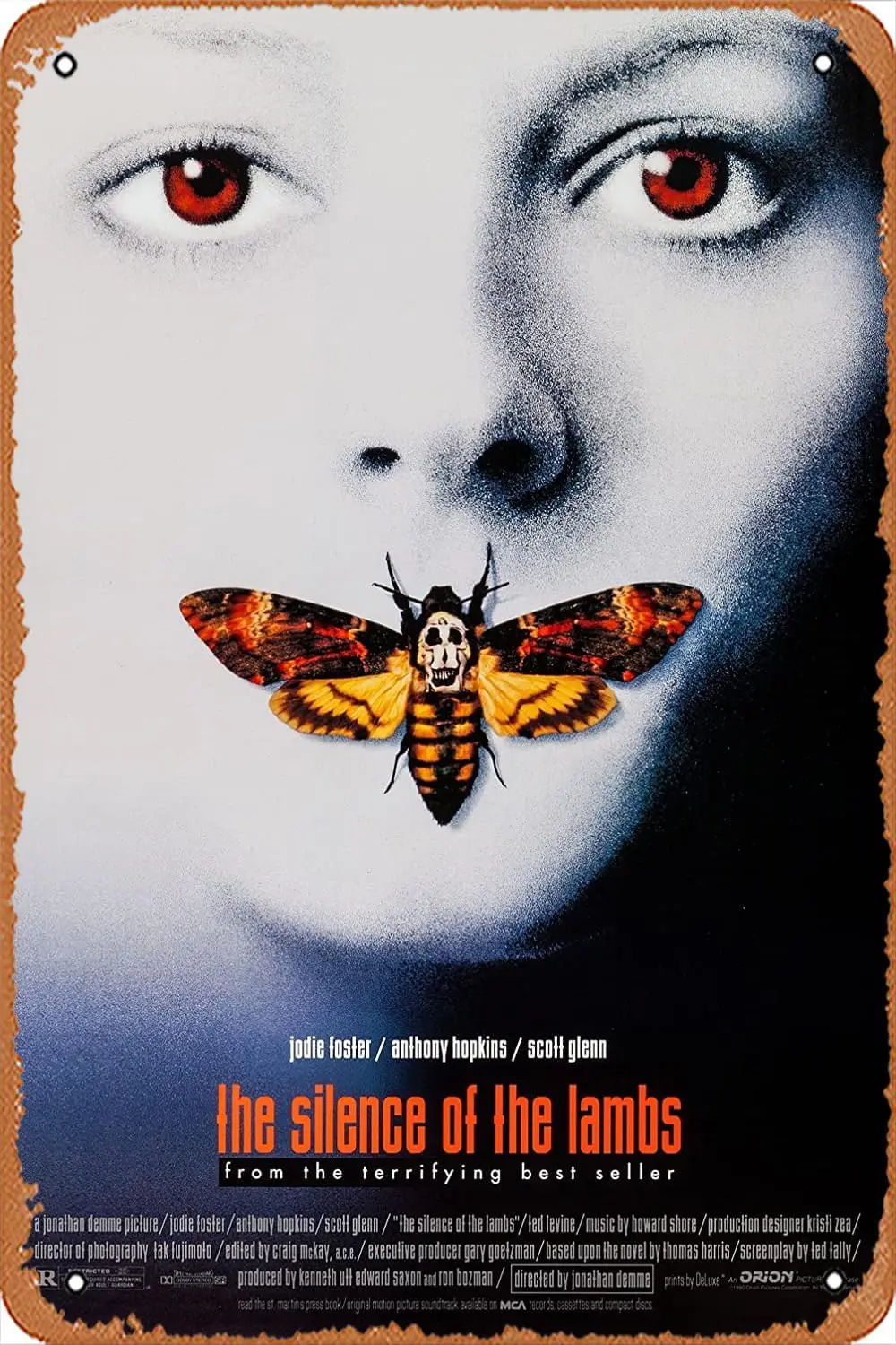 Metallschild The Silence of the Lambs (1991) Poster Vintage Metallschild Wanddekoration Garage Shop Bar Wohnzimmer Wandkunst Blechschild
