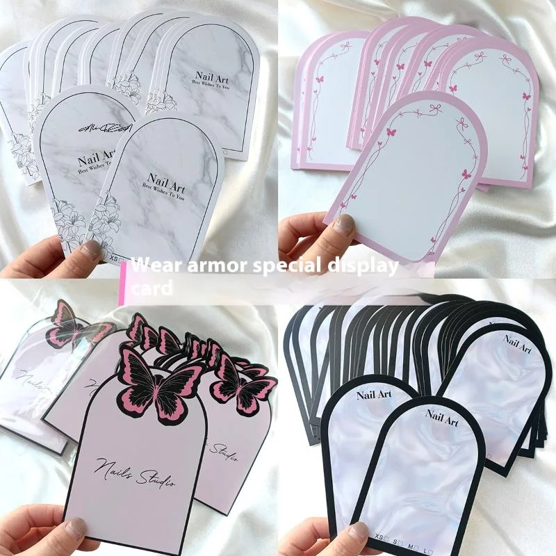 20 Blatt Press-On Nail Art Tips unten Blumenmuster Karton Foto Requisite handgemachte falsche Nagel Display Show Card Maniküre Werkzeuge Image