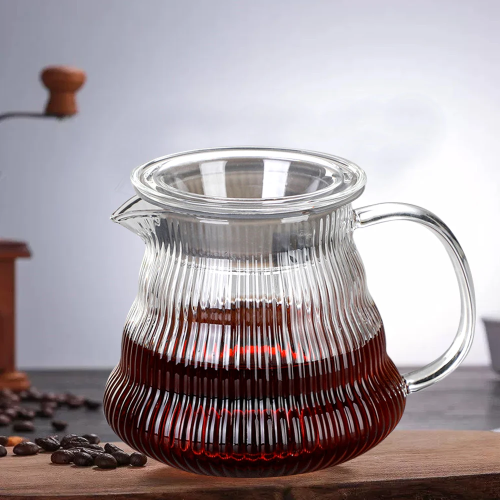 Carafe à café en verre transparent en forme de nuages, bouilloire de partage avec couvercles, accessoires pour cafetière expresso, 600ml